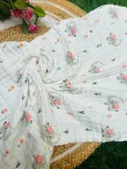 Elephant Play - Muslin Baby Towel